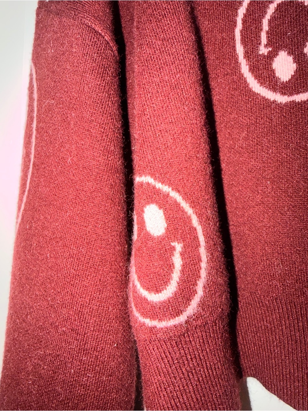 Cropped Rust Red Smiley Crewneck Sweater - Picture 6 of 6
